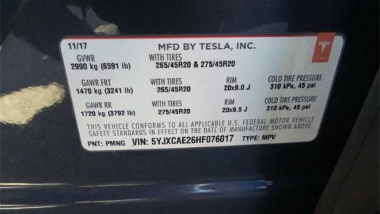 2017 Tesla Model X 5YJXCAE26HF076017