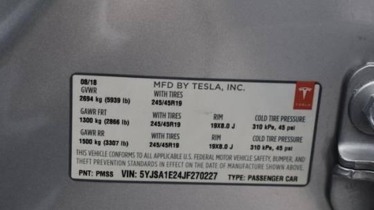 2018 Tesla Model S 5YJSA1E24JF270227