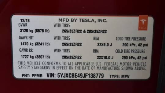 2018 Tesla Model X 5YJXCBE49JF138779