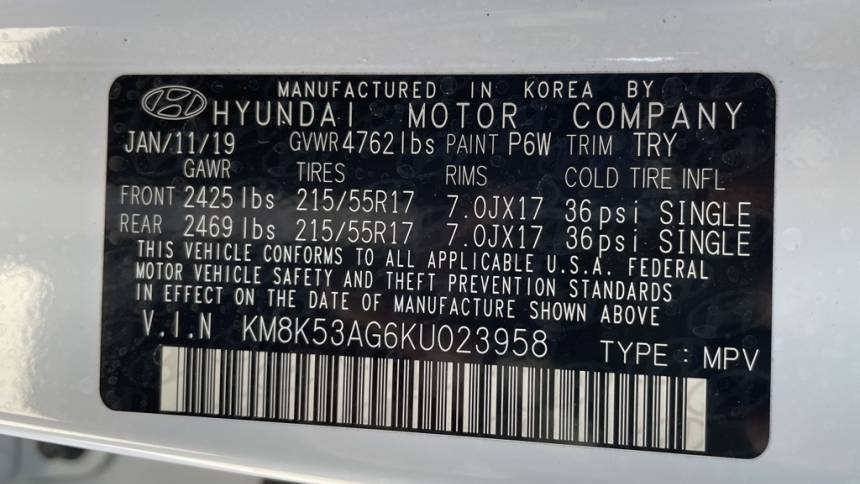 2019 Hyundai Kona Electric KM8K53AG6KU023958