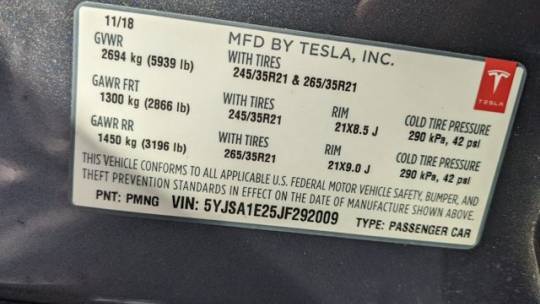 2018 Tesla Model S 5YJSA1E25JF292009