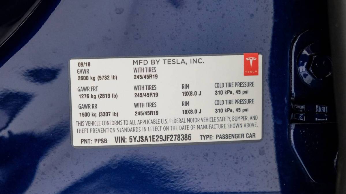 2018 Tesla Model S 5YJSA1E29JF278386