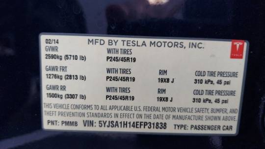 2014 Tesla Model S 5YJSA1H14EFP31838