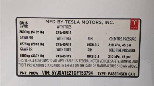 2016 Tesla Model S 5YJSA1E21GF153794
