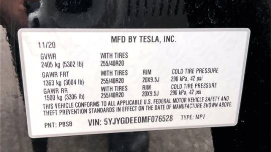 2021 Tesla Model Y 5YJYGDEE0MF076528
