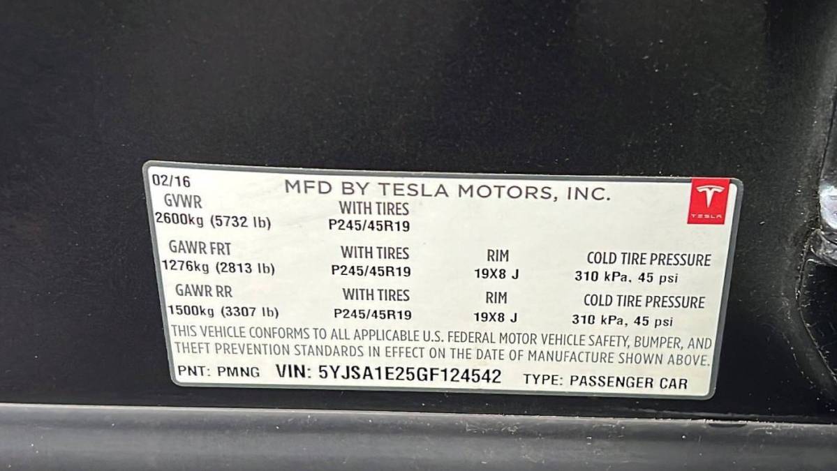 2016 Tesla Model S 5YJSA1E25GF124542