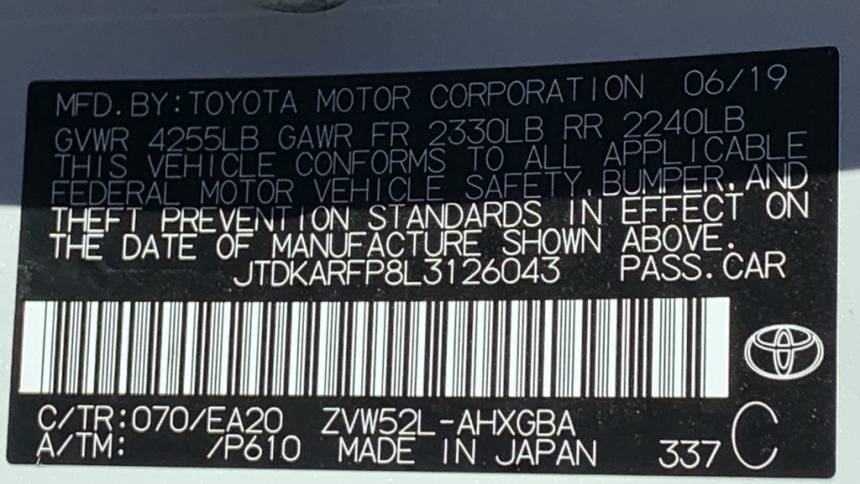 2020 Toyota Prius Prime JTDKARFP8L3126043