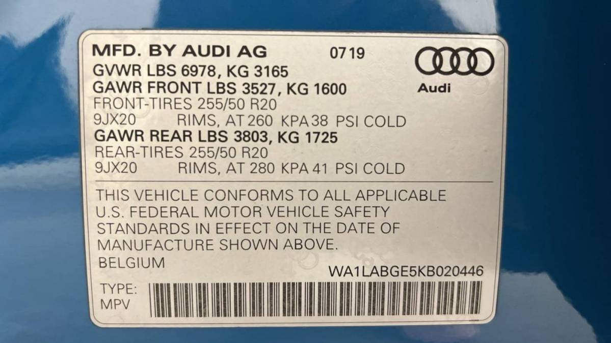 2019 Audi e-tron WA1LABGE5KB020446