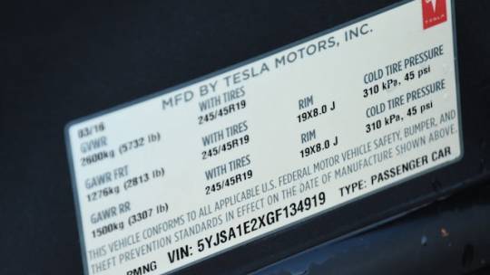 2016 Tesla Model S 5YJSA1E2XGF134919