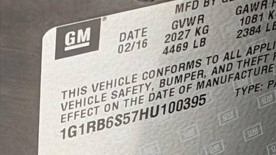 2017 Chevrolet VOLT 1G1RB6S57HU100395