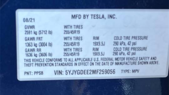 2021 Tesla Model Y 5YJYGDEE2MF259056