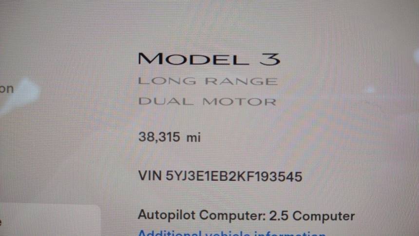 2019 Tesla Model 3 5YJ3E1EB2KF193545