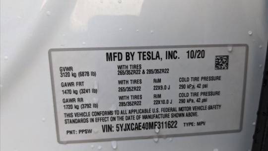 2021 Tesla Model X 5YJXCAE40MF311622
