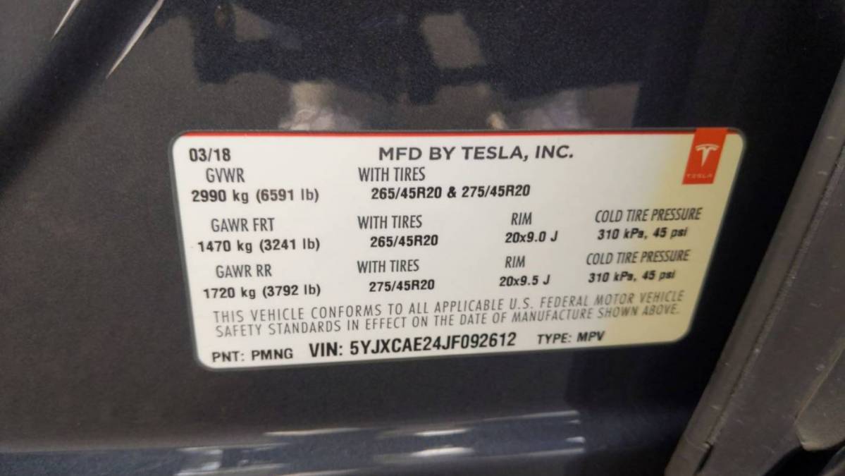2018 Tesla Model X 5YJXCAE24JF092612