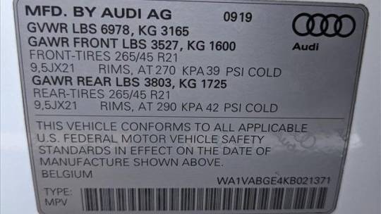 2019 Audi e-tron WA1VABGE4KB021371