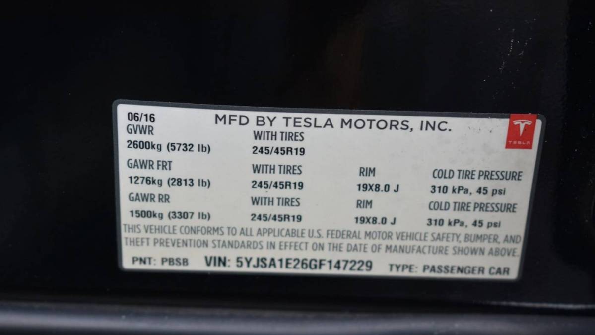2016 Tesla Model S 5YJSA1E26GF147229