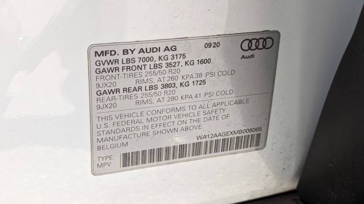 2021 Audi e-tron WA12AAGEXMB006065