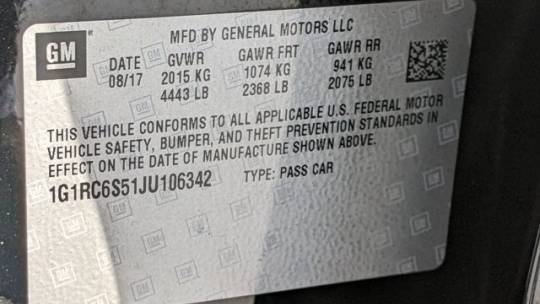 2018 Chevrolet VOLT 1G1RC6S51JU106342