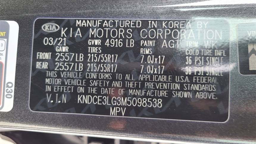 2021 Kia NIRO EV KNDCE3LG3M5098538