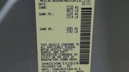 2021 Nissan LEAF 1N4BZ1CV1MC552628