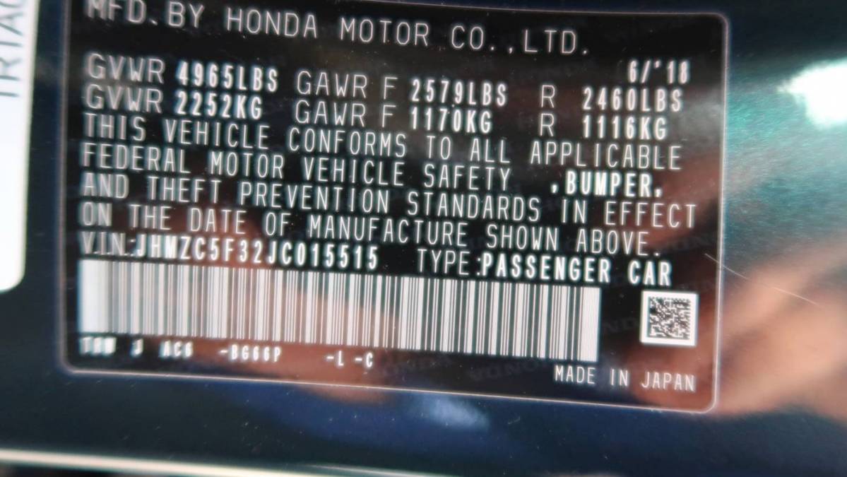 2018 Honda Clarity JHMZC5F32JC015515