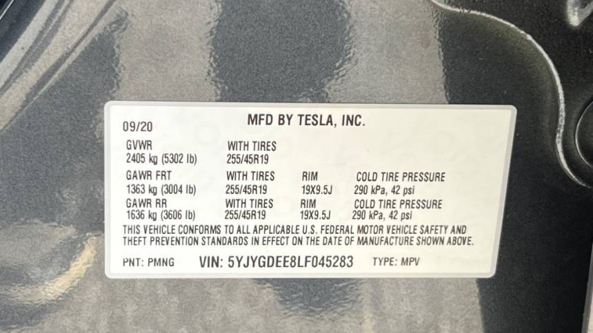 2020 Tesla Model Y 5YJYGDEE8LF045283