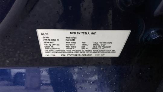 2020 Tesla Model Y 5YJYGDEE5LF044379