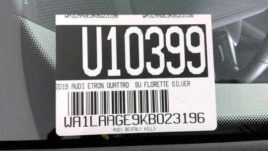2019 Audi e-tron WA1LAAGE9KB023196