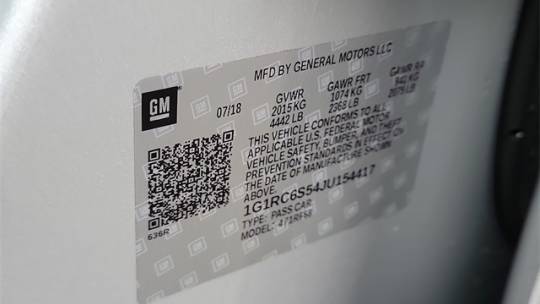 2018 Chevrolet VOLT 1G1RC6S54JU154417