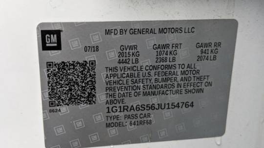 2018 Chevrolet VOLT 1G1RA6S56JU154764