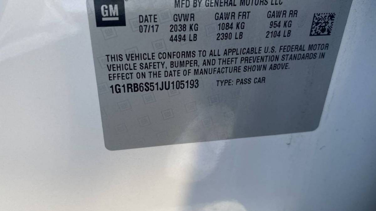 2018 Chevrolet VOLT 1G1RB6S51JU105193