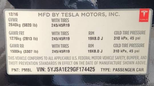 2016 Tesla Model S 5YJSA1E29GF174425
