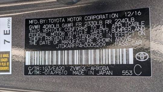 2017 Toyota Prius Prime JTDKARFP4H3005209