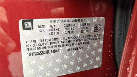 2017 Chevrolet VOLT 1G1RC6S52HU149467
