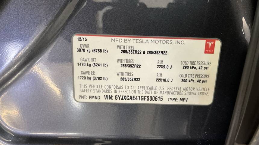 2016 Tesla Model X 5YJXCAE41GFS00615