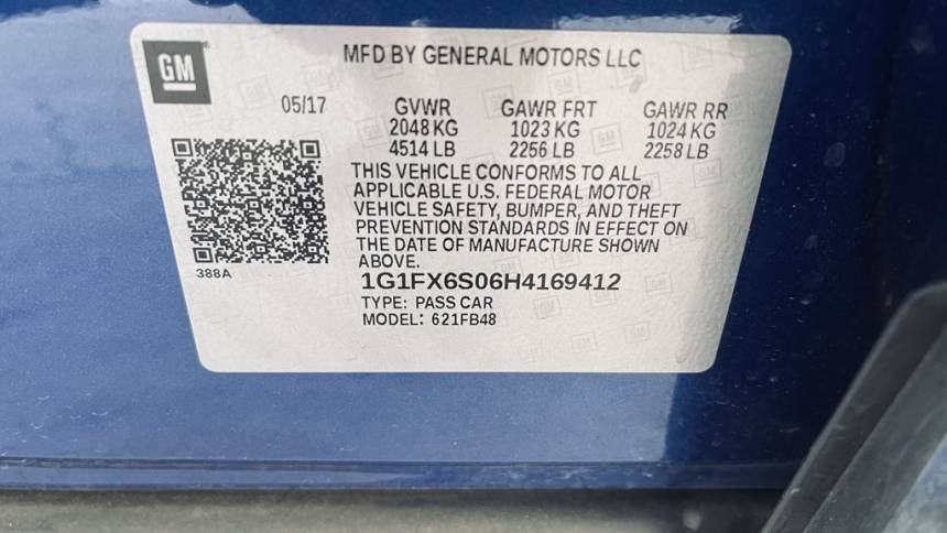 2017 Chevrolet Bolt 1G1FX6S06H4169412