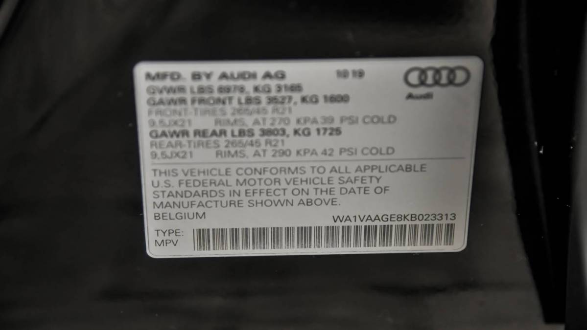 2019 Audi e-tron WA1VAAGE8KB023313