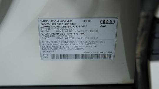 2019 Audi e-tron WA1LABGE7KB015376