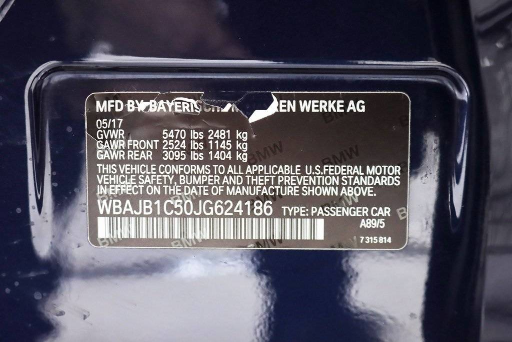 2018 BMW 5 Series WBAJB1C50JG624186