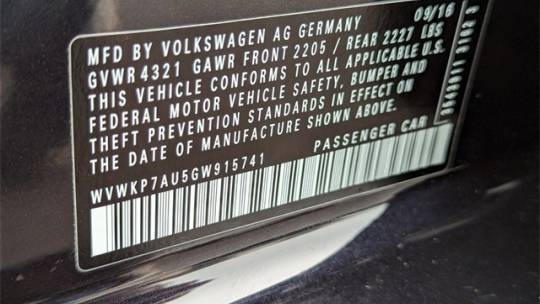 2016 Volkswagen e-Golf WVWKP7AU5GW915741
