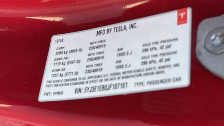 2018 Tesla Model 3 5YJ3E1EB0JF187161
