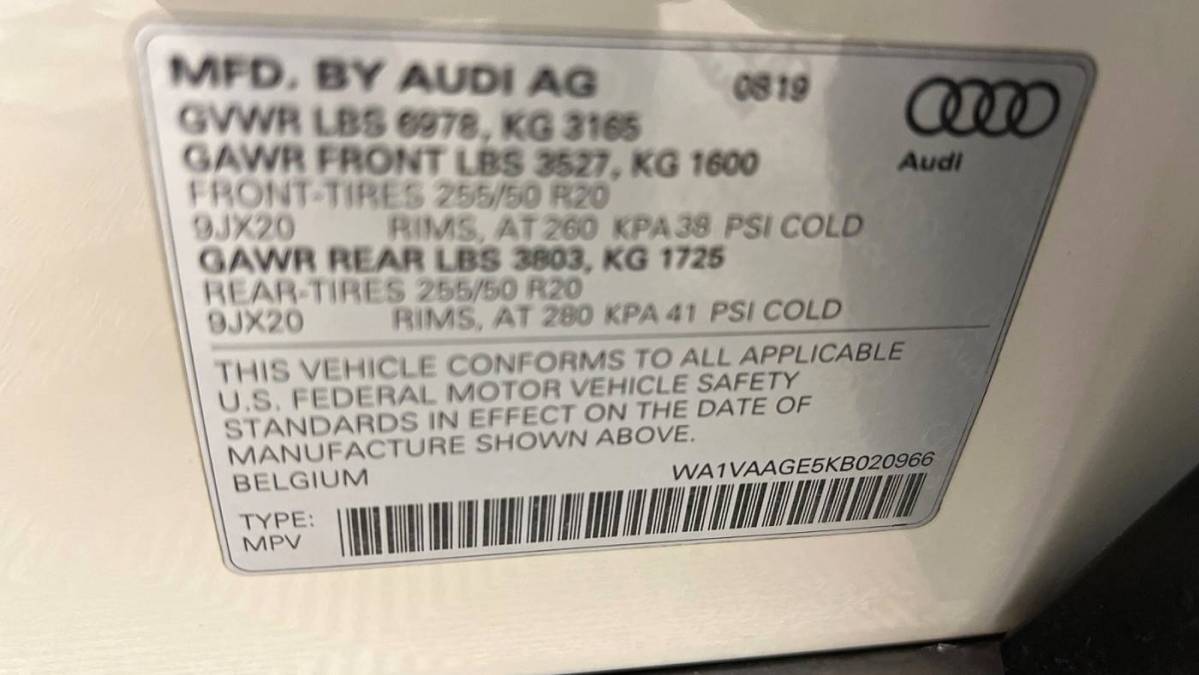 2019 Audi e-tron WA1VAAGE5KB020966