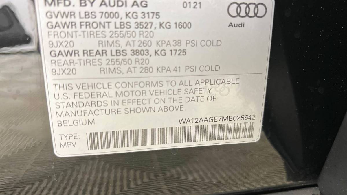2021 Audi e-tron WA12AAGE7MB025642