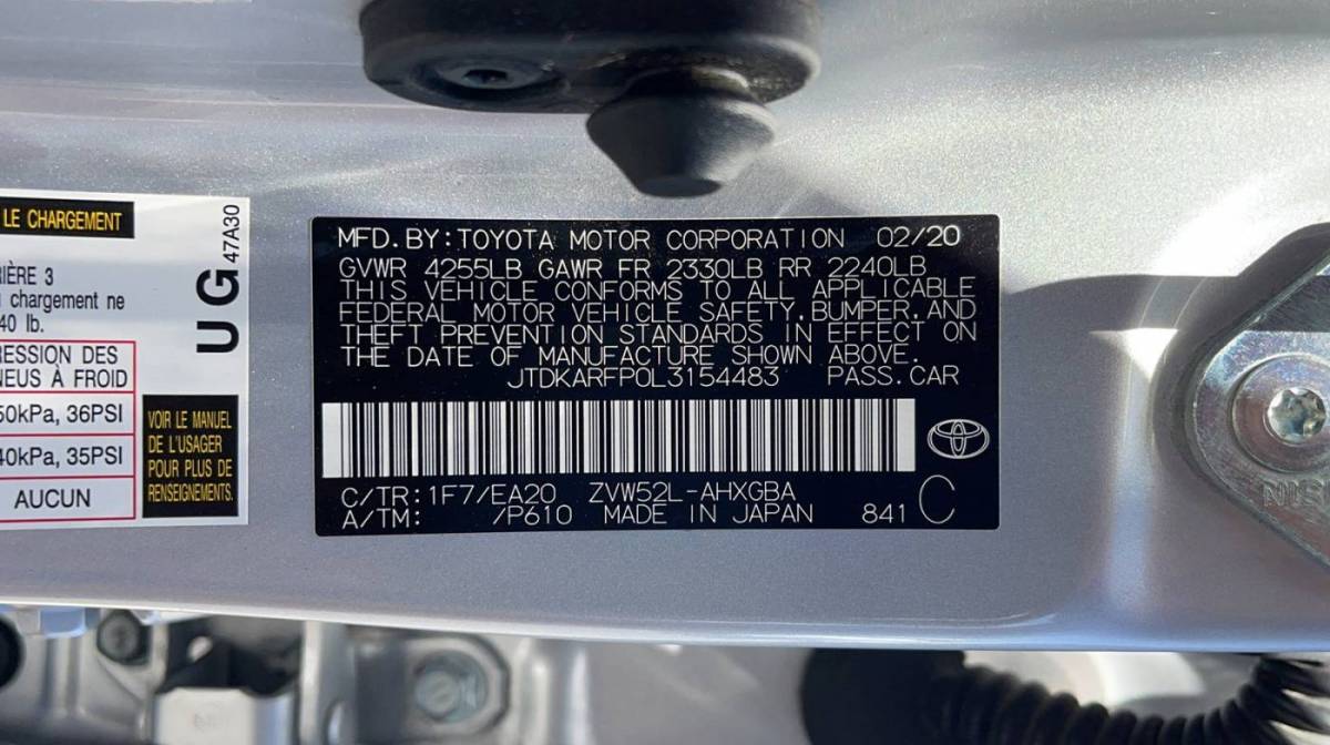 2020 Toyota Prius Prime JTDKARFP0L3154483