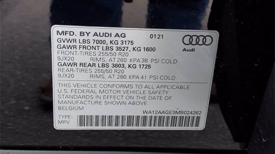2021 Audi e-tron WA12AAGE3MB024262