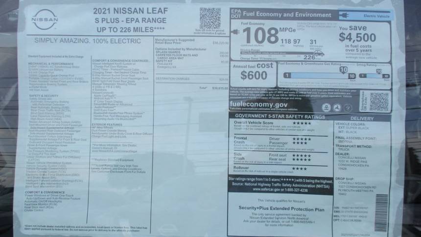 2021 Nissan LEAF 1N4BZ1BV1MC550167