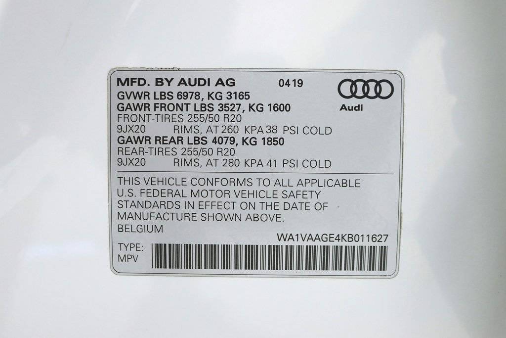 2019 Audi e-tron WA1VAAGE4KB011627