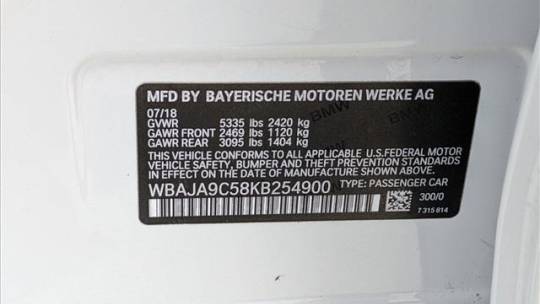 2019 BMW 5 Series WBAJA9C58KB254900