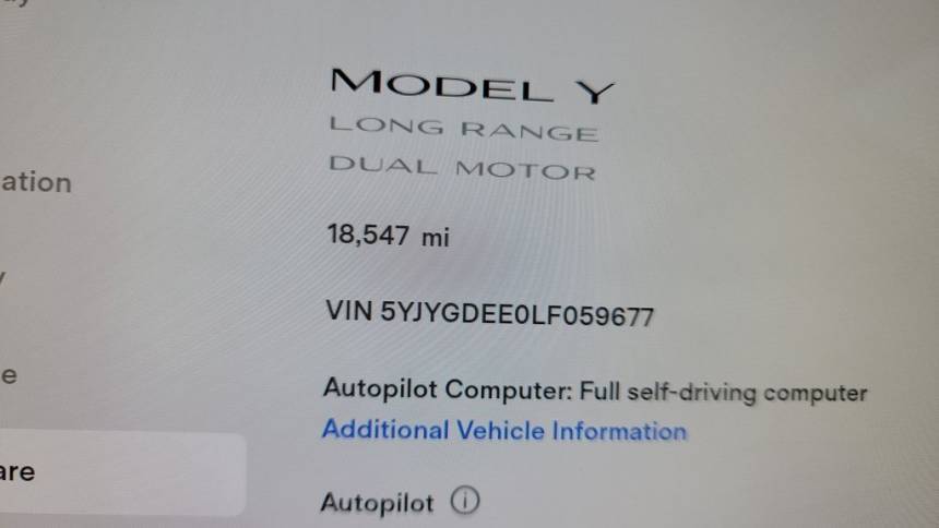 2020 Tesla Model Y 5YJYGDEE0LF059677