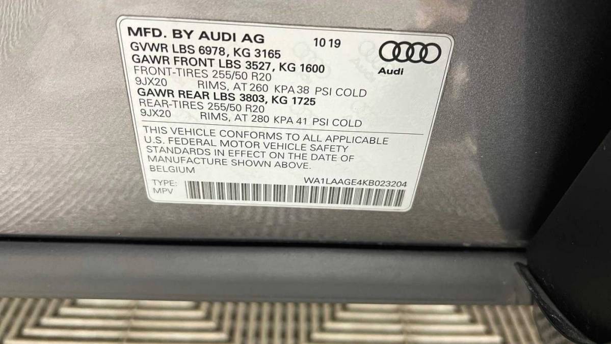 2019 Audi e-tron WA1LAAGE4KB023204